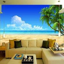 Custom 3D Mural Wallpaper Sofa Bedroom TV Backdrop Decor Wall Paper Mural Painting Beach Landscape Mediterranean Photo Wallpaper 2024 - buy cheap