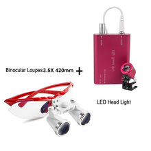 New Style 3.5X 420mm Surgical Binocular Dental Loupes with LED Head Light Lamp Red 2024 - buy cheap