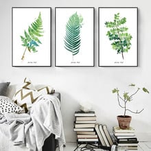 Простые плакаты в скандинавском стиле с зелеными растениями и листьями, Картина на холсте, настенные художественные картины для маленькой девочки, украшение для дома, без рамки 2024 - купить недорого