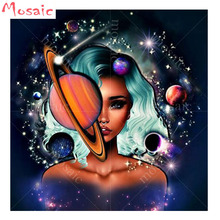 Diamond mosaic planet woman 5d diy Diamond painting Cross Stitch cartoon Mosaic Rhinestones Painting diy 5d wall decor 3d art 2024 - buy cheap