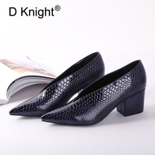 Patent Leather Shoes Women Pumps Black Office and Career Pointed Toe Block Heel Fashion Office Lady Pumps Small Plus Size 33-40 2024 - buy cheap