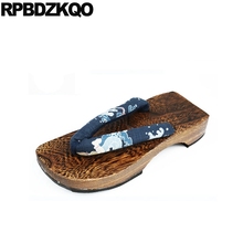 Men Waterproof Geta Shoes Nice Designer Blue Slippers Slip On Open Toe Slides Sandals Japanese Clogs Water Platform Flip Flop 2024 - buy cheap