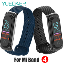 YUEDAER High Quality Mi Band 4 Strap Soft Silicon Carbon Fiber For Xiaomi Mi Band 4 Strap Metal Case Bracelet Miband4 Black Blue 2024 - buy cheap