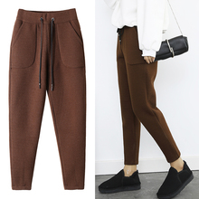 New Autumn Winter Pants Warm Women Ankle Length Woolen Pant Thick High Waist Trousers Loose Work Lady Office Wear Harem Pants 2024 - buy cheap