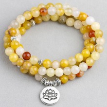 Natural buda topázio pulseira vida om lotus strand pulseira artesanal diy 108 mala 6mm contas pulseira yoga energia masculino jóias 2024 - compre barato