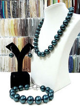 Conjunto de collar, pulsera y pendientes de perla de concha del Mar del Sur, color negro, más de 14mm, LL001, nuevo estilo, envío gratis 2024 - compra barato