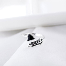 Sole Memory Retro Geometry Triangle Thai Silver Feather Literary 925 Sterling Silver Female Resizable Opening Rings SRI349 2024 - buy cheap