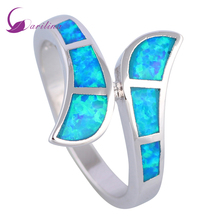 Fashion Jewelry Women's Rings Blue Fire Opal  Silver Color Gift Ring Size 6 7 7.5 8 9 R535 2024 - buy cheap