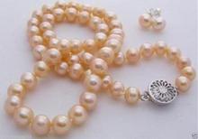 Akoya-collar de perlas cultivadas de 7-8mm, pendiente de 18 ", color rosado, Natural 2024 - compra barato