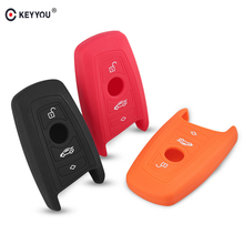 KEYYOU Silicone Car Key Cover Case For BMW 1 3 5 7 Series F30 F31 F34 F10 F11 F07 X4 X5 X6 Smart Card Key Fob Holder Protected 2024 - buy cheap