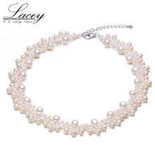 Handmade Real Freshwater Pearl Choker Necklace For Women,Fashion Natural Pearl Necklace Luxurious Wedding Gift 2024 - buy cheap