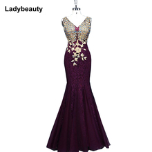 New Design Evening Dresses Royal Blue Appliques Dresses See-through Back Prom Party Dress Vestidos De festa Free Shipping 2024 - buy cheap