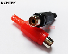 NCHTEK RCA Phono Female Jack паяльный Тип аудио-видео кабель Разъем красный + черный, сварка, пластик, DIY ,50 шт., бесплатная доставка 2024 - купить недорого