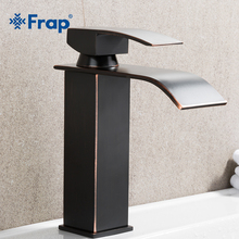 FRAP Deck Mounted Black Basin Faucet Brass Waterfall Bathroom Faucets Single handle Hot and Cold Water Crane Basin Tap Y10141 2024 - buy cheap