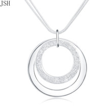 Silver color exquisite noble luxury charm fashion women lady charms wedding circle Necklace 18 inches Silver jewelry N056 2024 - buy cheap