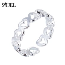 SMJEL New Fashion Tiny Love Linked Heart Rings for Women Bague Anel Valentine's Day Wedding Stacked Heart Jewelry Gifts SYJZ037 2024 - buy cheap