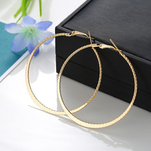 Fashion Alloy Carved Gold Silver Color Large Hoop Earing for Women Girls Circle Round Creolen Earrings Party Aros 4.5/5.5/7.5cm 2024 - buy cheap