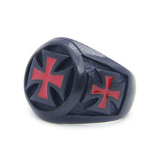 Rany & Roy, новое черное красное кольцо с крестом из нержавеющей стали 316L, модное байкерское мужское кольцо с крестом для мальчиков 2024 - купить недорого