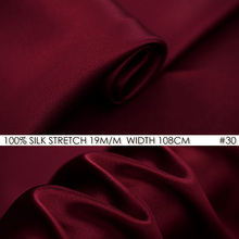 Tela satinada elástica de seda, 19mm de ancho, 42 "-108cm, lote de tela de seda pura, 5 metros/lote, rojo oscuro, NO 30 2024 - compra barato