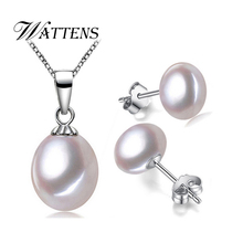WATTENS-Conjuntos de joyería para boda bisutería para eventos, conjunto de joyería para mujer 100% perlas naturales, 3 colores, caja de regalo 2024 - compra barato