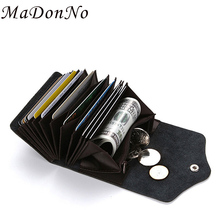 MaDonNo Genuine Leather Credit Card Money Clip Mini Male Purse Money Pocket Bag Cash Holder Men Clip Wallet with money clip 2018 2024 - buy cheap