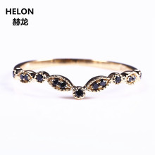 Женское Обручальное кольцо с бриллиантами 14 k, желтое золото, натуральный черный цвет, винтажное украшение в стиле арт-деко 2024 - купить недорого