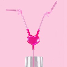 1pcs Creative Love Double Art Straw DIY Couple Straws Valentine's Birthday Bar Straws Party Supplies Favors 2024 - buy cheap