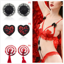 Heart Round Lace Shape Nipple Stickers Chest Stickers Sex Product Sexy Sequin Nipple Covers With Tassels Pasties 2024 - buy cheap