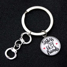 Sisters Make the Best Friends Handcuffs Keychain Compass Hand Pinky Swear Promise Keychains Sisters Key Chain KeyRing Jewelry 2024 - buy cheap