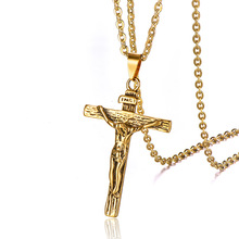 Gold Silver Color 316L Stainless Steel INRI Jesus Cross Crucifix Pendant Necklaces for Men Fashion Jewelry Father Gift 2024 - buy cheap