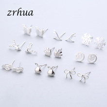 ZRHUA Silver Color Splicing Cute Animal Stud Earrings For Women Casual Girl Brincos Personality Sterling-silver-jewellery 2024 - buy cheap