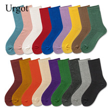 Urgot 3 Pairs Women's Basic Socks Daily Socks Solid Colors Comb Cotton Knitted Girls Casual Socks High Quality Spring Calcetines 2024 - buy cheap