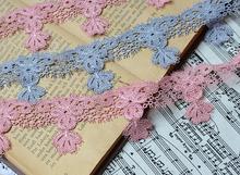 New Sale 3 Meters 5CM Width High Quality Pink Flower Lace Trim Applique Venice Venise Lace Fabric Sewing Accessories 2024 - buy cheap