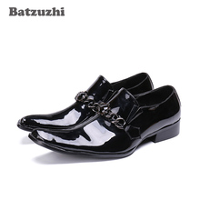 Batzuzhi sapatos masculinos de couro, sapatos sociais para homens de negócios, preto/vermelho de casamento, sapato masculino formal de designer 2024 - compre barato