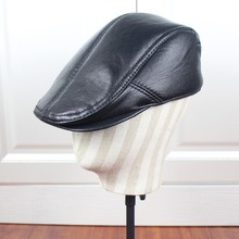 Boina de couro masculina h6969, chapéu de pele de carneiro para outono e inverno, gorro de alta qualidade, chapéu casual e da moda para idosos 2024 - compre barato