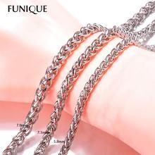 FUNIQUE Stainless Steel Twisted Bracelets Chains Silver Tone Fashion Jewelry New Arrival Multi Length 21cm -23cm1PC 2024 - buy cheap