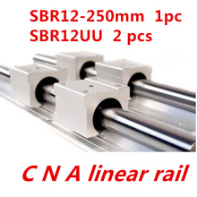 Trilho linear sbr12 l 250mm com 12mm, trilhos de suporte 1 pç + 2 pçs blocos sbr12cn para cnc para trilhos de suporte de eixo linear 12mm 2024 - compre barato