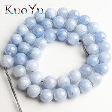 Blue Plated Angelite Stone Beads Natural Round Loose Spacer Beads For Making Jewelry DIY Bracelet Accessories 15'' 6/8/10/12mm 2024 - buy cheap