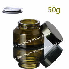 Free Shipping 200pcs 50g Green Glass jars, 50ml Cream jars, Skin Care Cream bottles, Dark Glass Cosmetic Containers 2024 - buy cheap