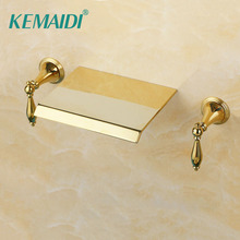 KEMAIDI 3 Pieces Set 2 Handles Golden Plated Bathtub Faucets Gold Bathroom Faucet Deck Mounted Basin Sink Faucet Mixer Tap 2024 - buy cheap