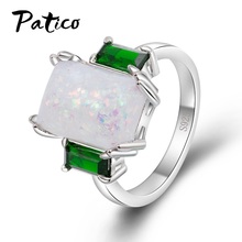 New Mystic Rainbow Zircon White/Green Fire Opal Stone Rings For Women 925 Sterling Silver Filled Round Stone Ring Gifts 2024 - buy cheap