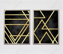 Modern Style Golden Geometric Lines Canvas Paintings Modular Pictures Wall Art Canvas for Living Room Decoration No Framed 2024 - buy cheap