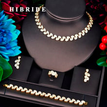 HIBRIDE Elegant Luxury Leaf Shape Design Gold Color Bridal Dubai Jewelry Sets For Women Wedding Accessories Party Gifts N-737 2024 - buy cheap