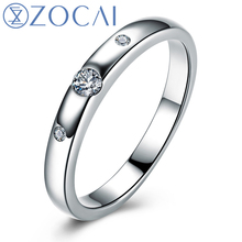 ZOCAI Брендовое натуральное Настоящее 0,09 CT сертифицированное H/SI обручальное кольцо с бриллиантами круглой огранки 18K Белое Золото W04099 2024 - купить недорого