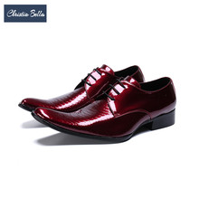 Мужские туфли-оксфорды из натуральной кожи в британском стиле Christia Bella; Мужские модельные туфли для вечеринки и свадьбы; обувь с перфорацией типа «броги» на шнуровке красного цвета 2022 - купить недорого