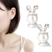 CHICVIE Cute Rabbit Pearl Stud Earrings Crystal For Women Simulated Pearl Earring Wedding Jewelry Statement Earrings SER190134 2024 - buy cheap