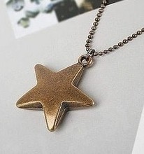 Punk Leisure Ancient Silver Plated Fine Chain Jewelry Five Pointed Star Chain Long Brown Necklace Rope For Women Rope Chain 2024 - buy cheap