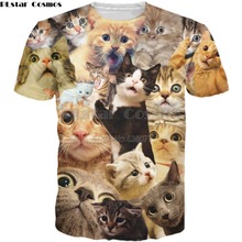 Летняя новая стильная модная футболка PLstar Cosmos 2018 с 3d рисунком животных, удивленных кошек, мужская и женская повседневная крутая футболка с коллажем 2024 - купить недорого