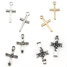 20pcs/lot Cross Charm Mixed Vintage Silver Pendant DIY Jewelry Accessories Necklace Bracelet Earrings Keychain Brooch 2024 - buy cheap