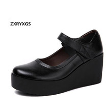 ZXRYXGS Brand Shoes Woman Shoes Platform Wedges Shoes High Heels 2022 New Fashion Real Leather Women Shoes Non-slip Plus Size 2024 - buy cheap